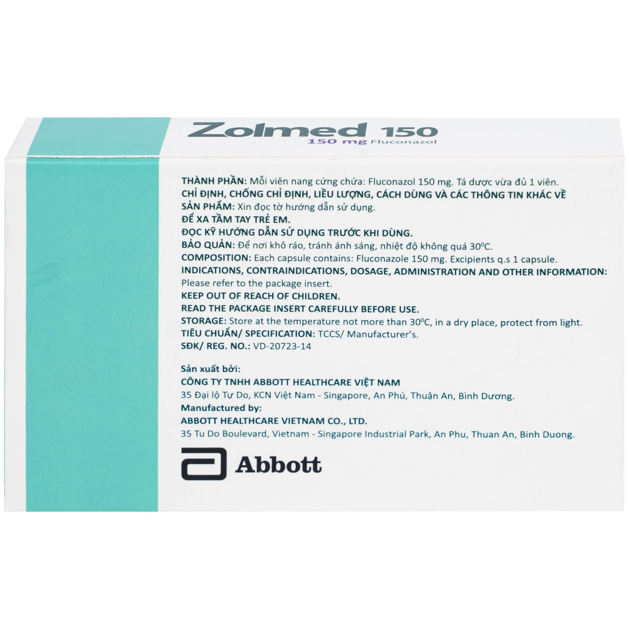 Hình ảnh Thuốc Zolmed 150 Abbott điều trị các bệnh nhiễm nấm, dự phòng nhiễm nấm (1 vỉ x 10 viên)