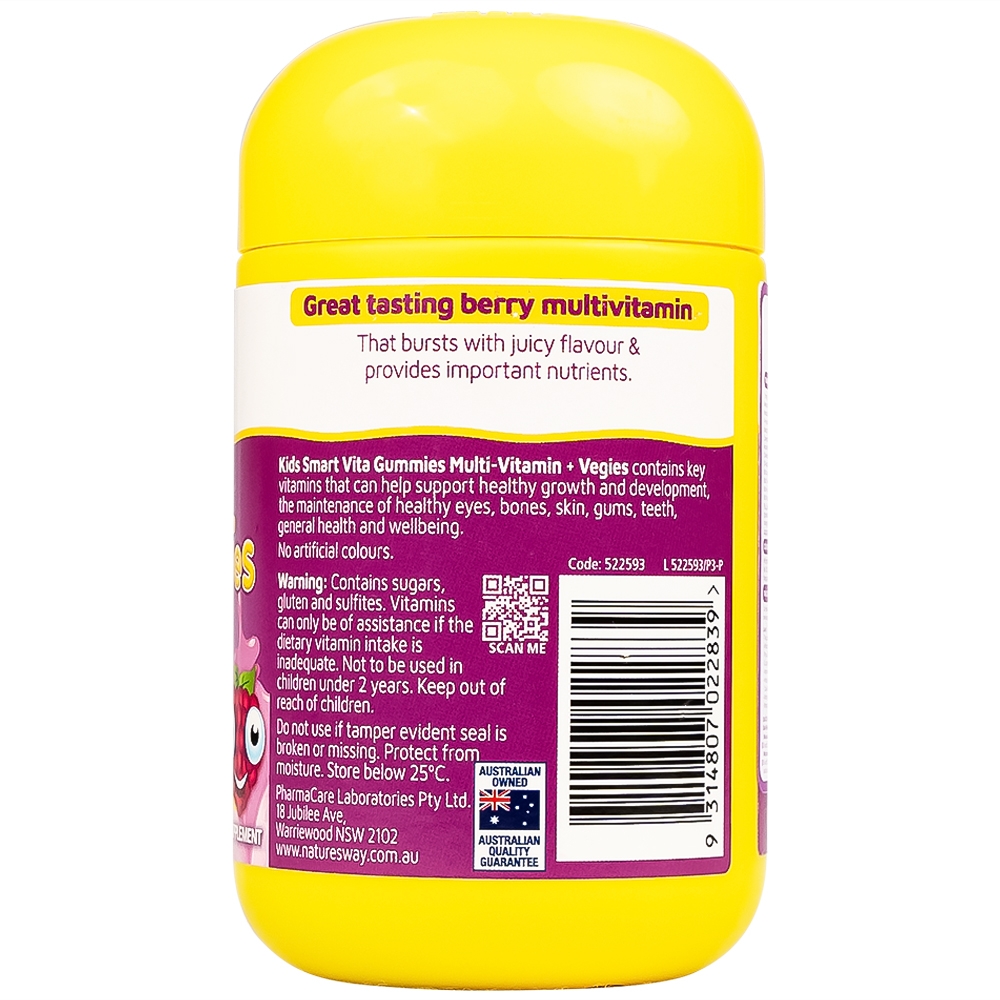 Hình ảnh Viên nhai Kids Smart Nature's Way Vita Gummies Multi-vitamin Vegies bổ sung một số vitamin và tăng sức khỏe (60 viên)