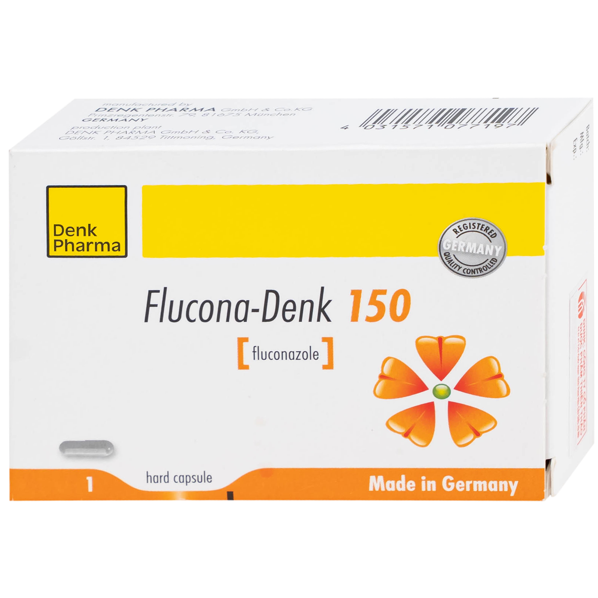 Hình ảnh Thuốc Flucona-Denk 150mg điều trị nhiễm nấm candida ở người lớn (1 viên)