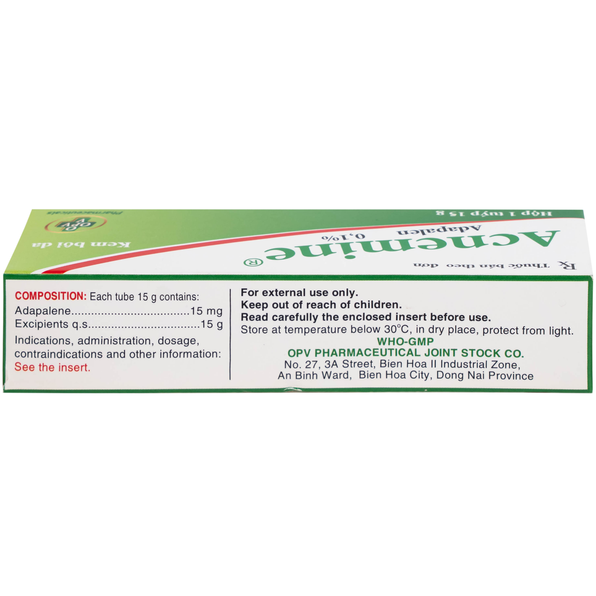 Hình ảnh Thuốc bôi da Acnemine Adapalen 0.1% OPV (15g)
