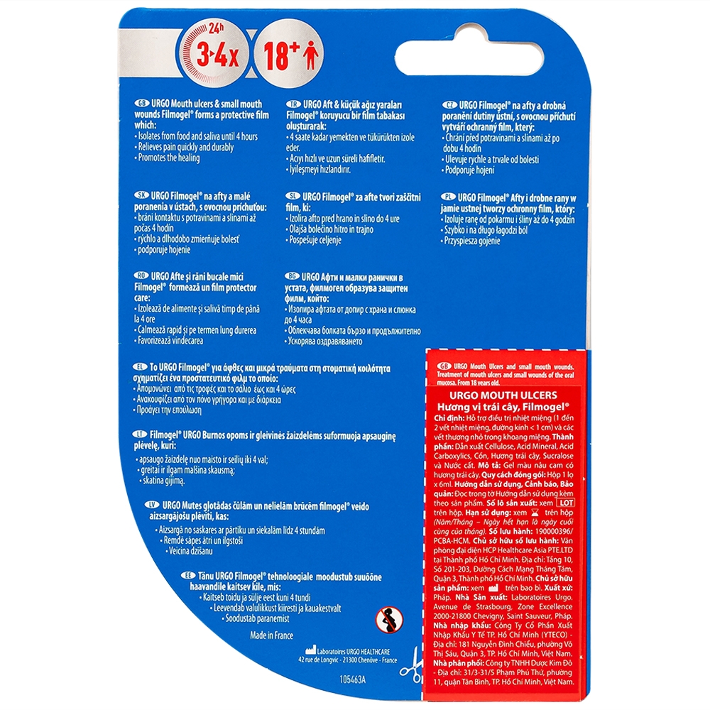 Hình ảnh Gel Urgo Mouth Ulcers vị trái cây hỗ trợ điều trị vết loét, vết thương nhỏ trong miệng (6ml)