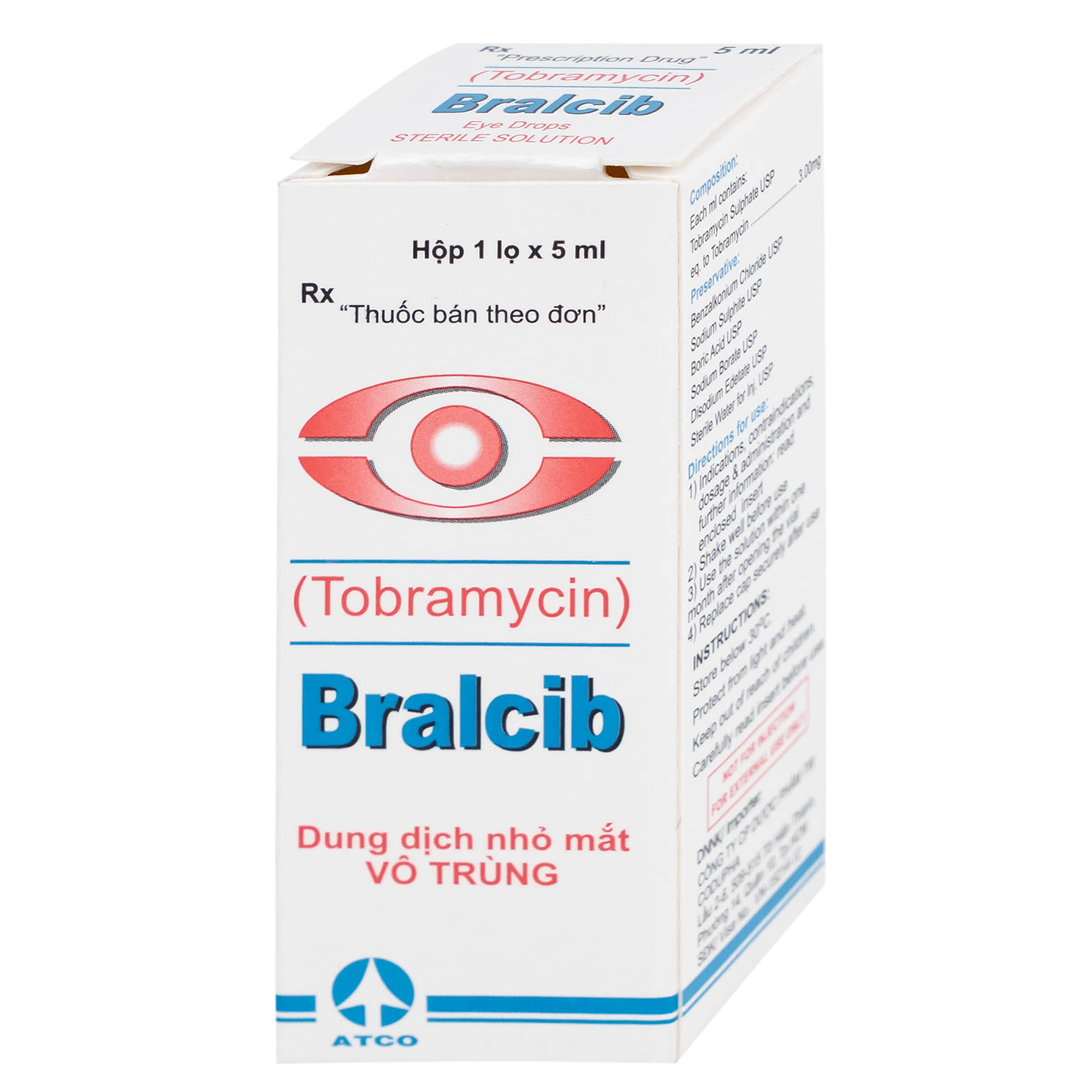Hình ảnh Thuốc Bralcib 3mg Atco điều trị các nhiễm khuẩn phần ngoài mắt do vi khuẩn nhạy cảm (5ml)