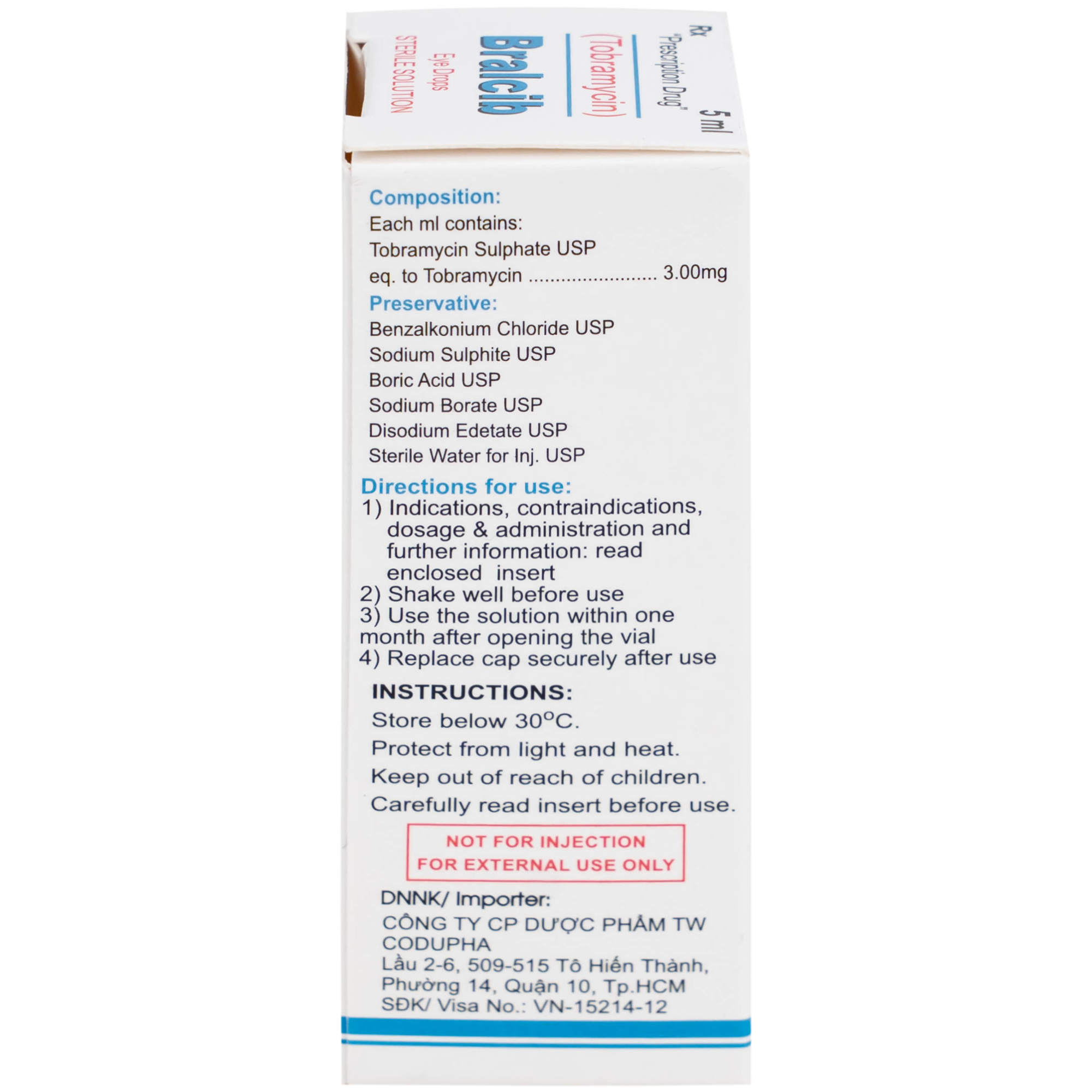 Hình ảnh Thuốc Bralcib 3mg Atco điều trị các nhiễm khuẩn phần ngoài mắt do vi khuẩn nhạy cảm (5ml)