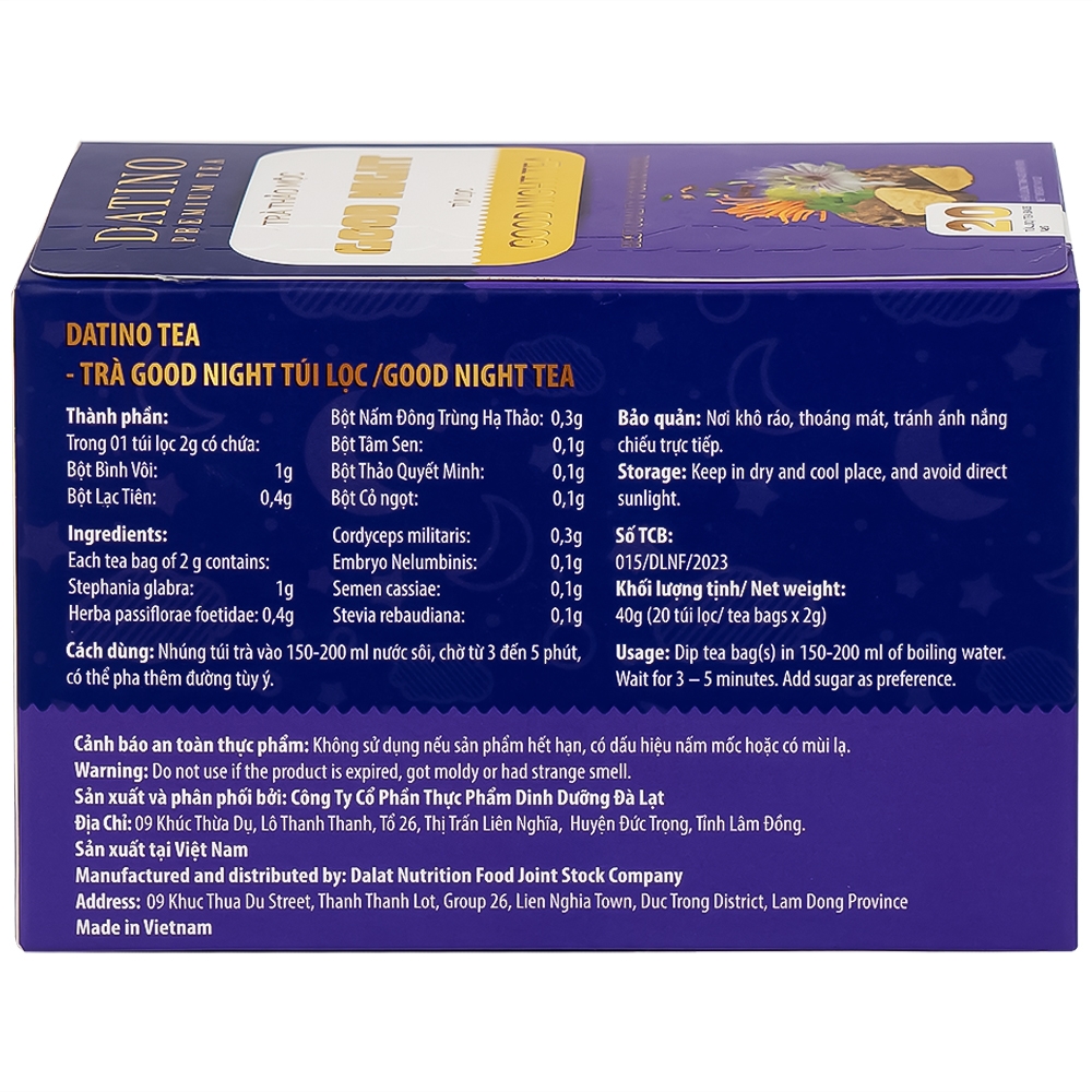 Hình ảnh Trà thảo mộc Good Night Datino Premium Tea giúp tạo giấc ngủ tự nhiên (20 túi x 2g)