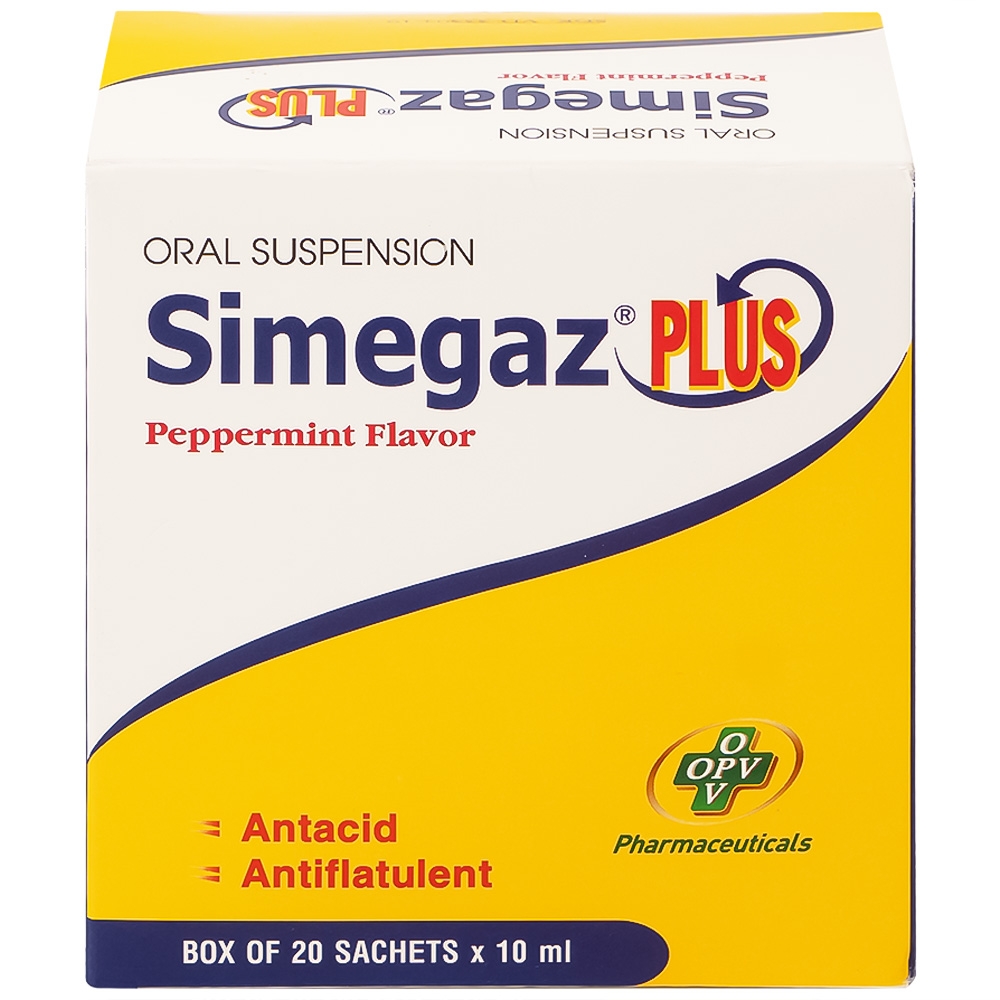 Hình ảnh Hỗn dịch uống Simegaz Plus OPV vị bạc hà, điều trị viêm loét dạ dày , tăng acid dạ dày (20 gói x 10ml)