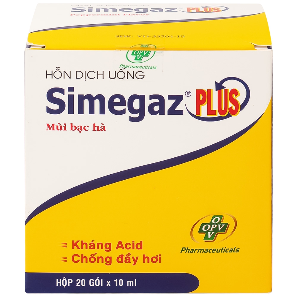 Hình ảnh Hỗn dịch uống Simegaz Plus OPV vị bạc hà, điều trị viêm loét dạ dày , tăng acid dạ dày (20 gói x 10ml)