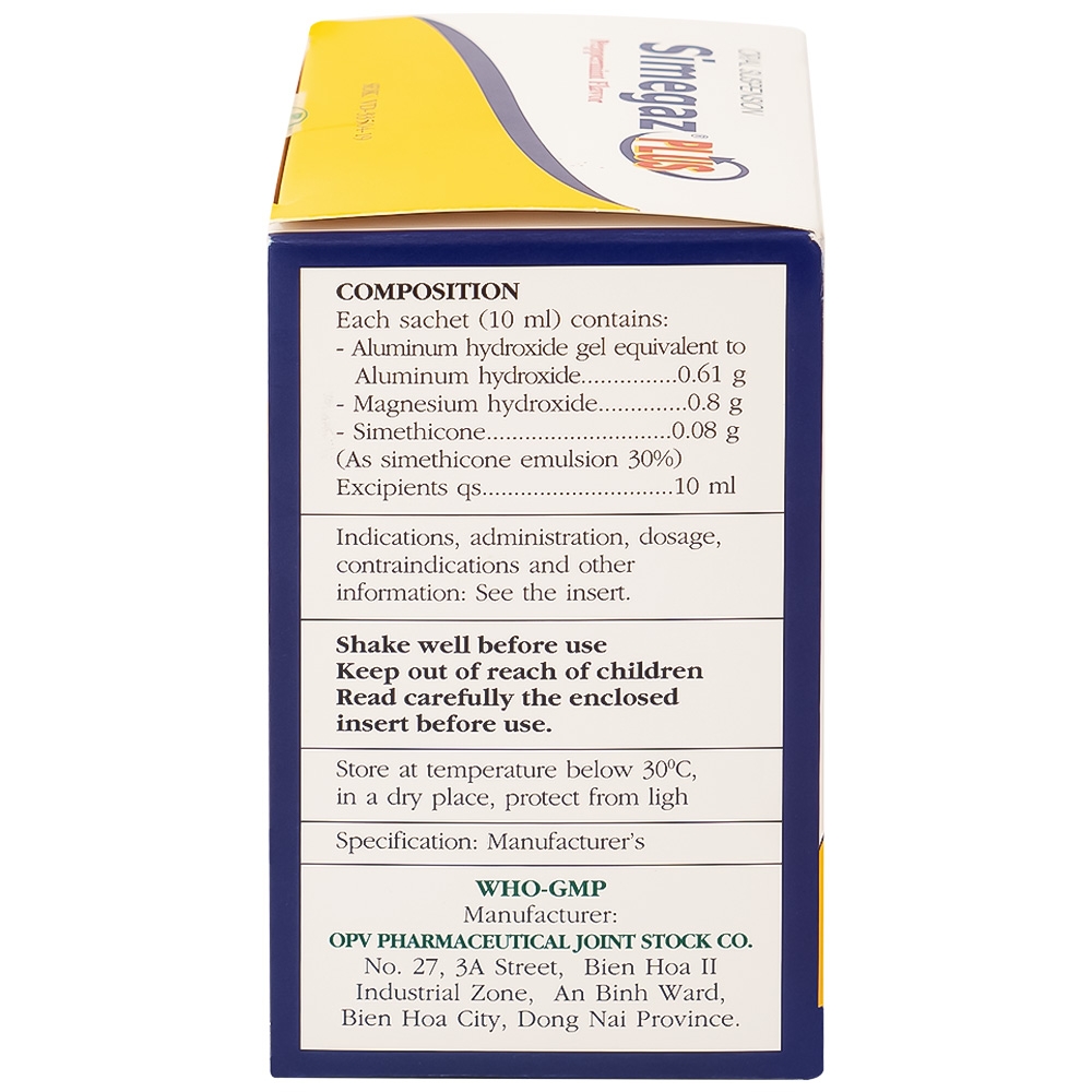 Hình ảnh Hỗn dịch uống Simegaz Plus OPV vị bạc hà, điều trị viêm loét dạ dày , tăng acid dạ dày (20 gói x 10ml)