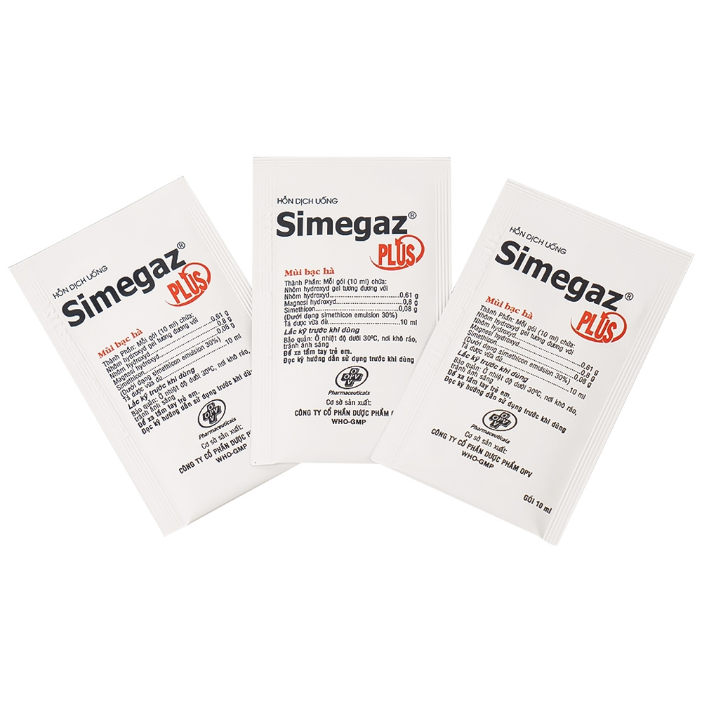 Hình ảnh Hỗn dịch uống Simegaz Plus OPV vị bạc hà, điều trị viêm loét dạ dày , tăng acid dạ dày (20 gói x 10ml)