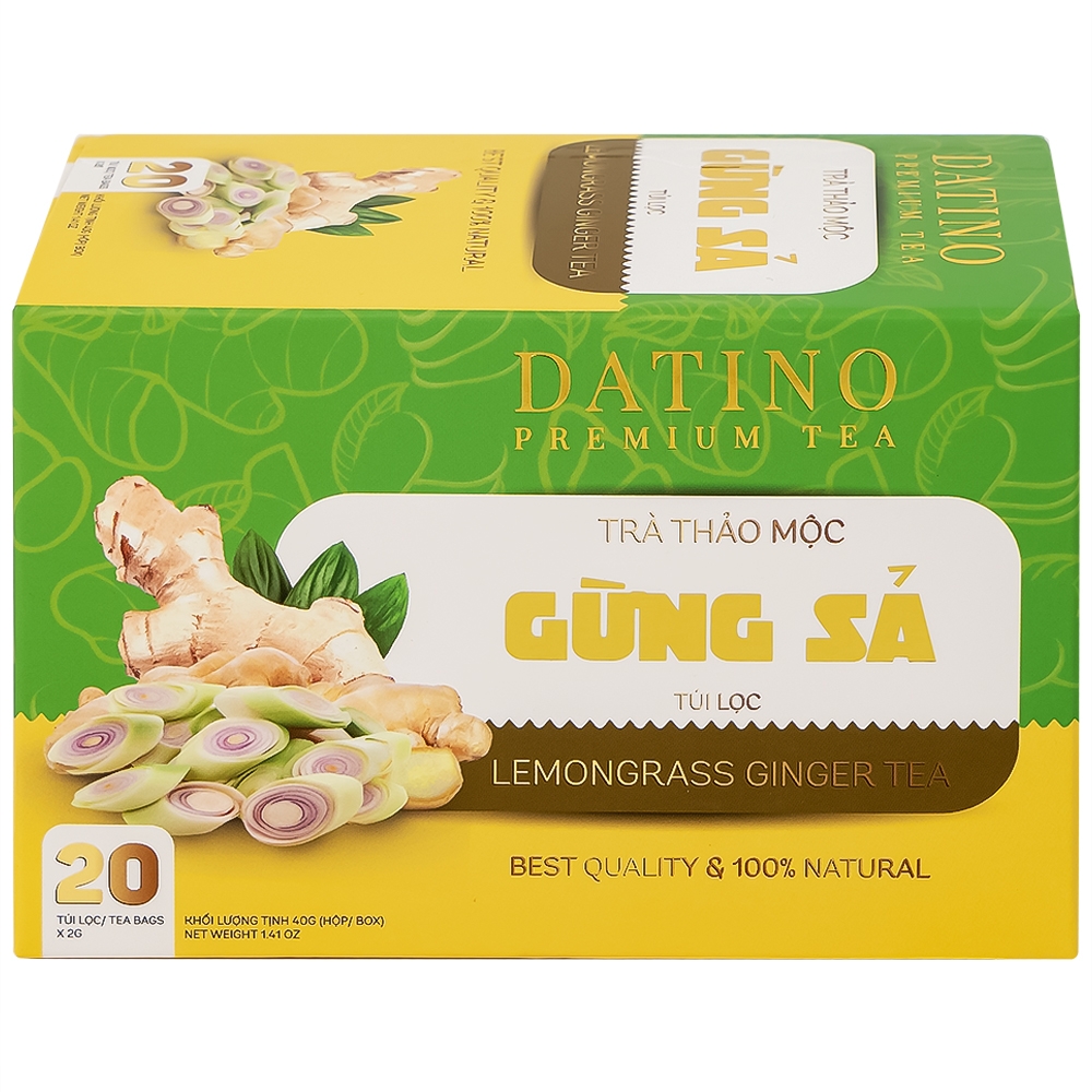 Hình ảnh Trà thảo mộc gừng sả Datino Premium Tea hỗ trợ giảm nghẹt mũi, sổ mũi, buồn nôn (20 túi x 2g)