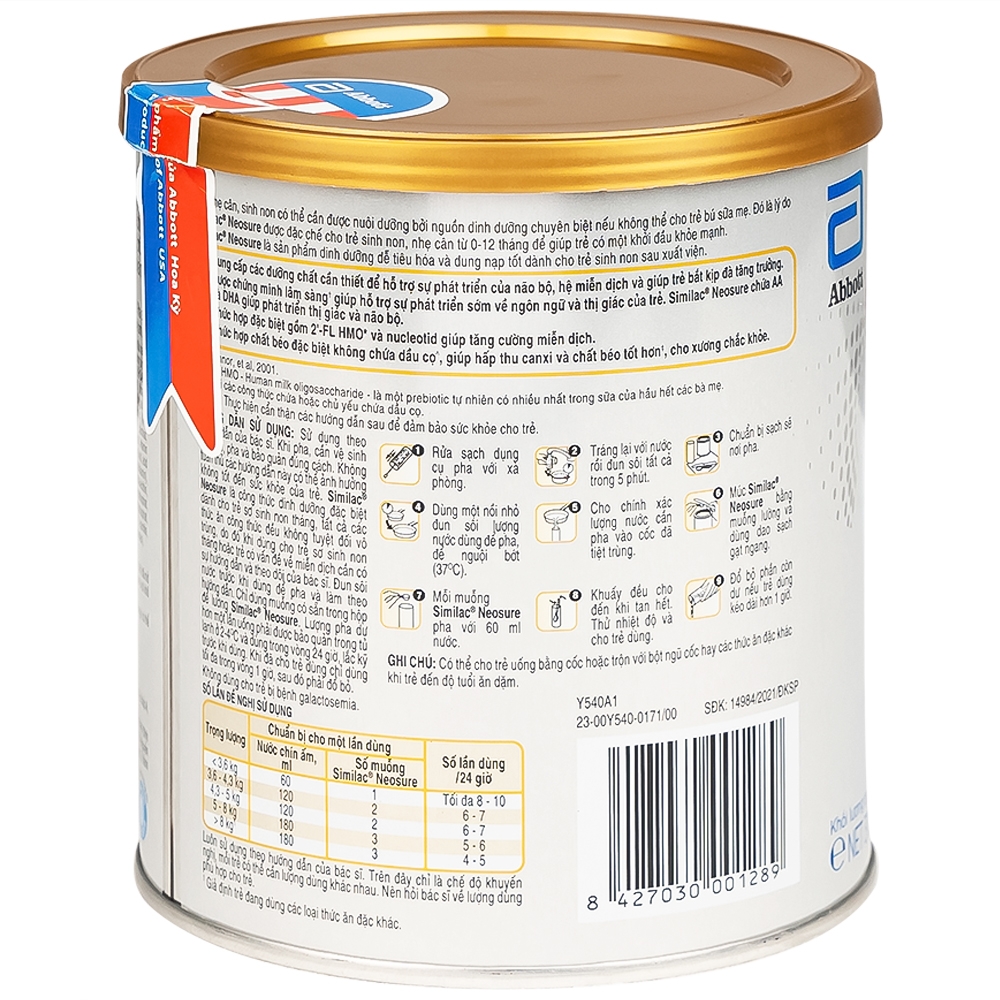Hình ảnh Sữa Similac Neosure 370g đặc chế cho trẻ sinh non, nhẹ cân từ 0 - 12 tháng