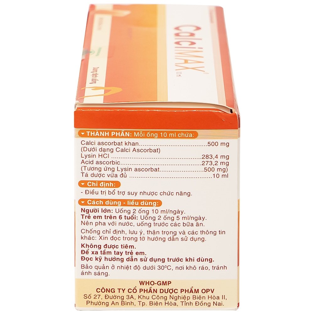 Hình ảnh Dung dịch uống CalciMAX OPV giúp ngon miệng, chắc khỏe xương (20 ống x 10ml)