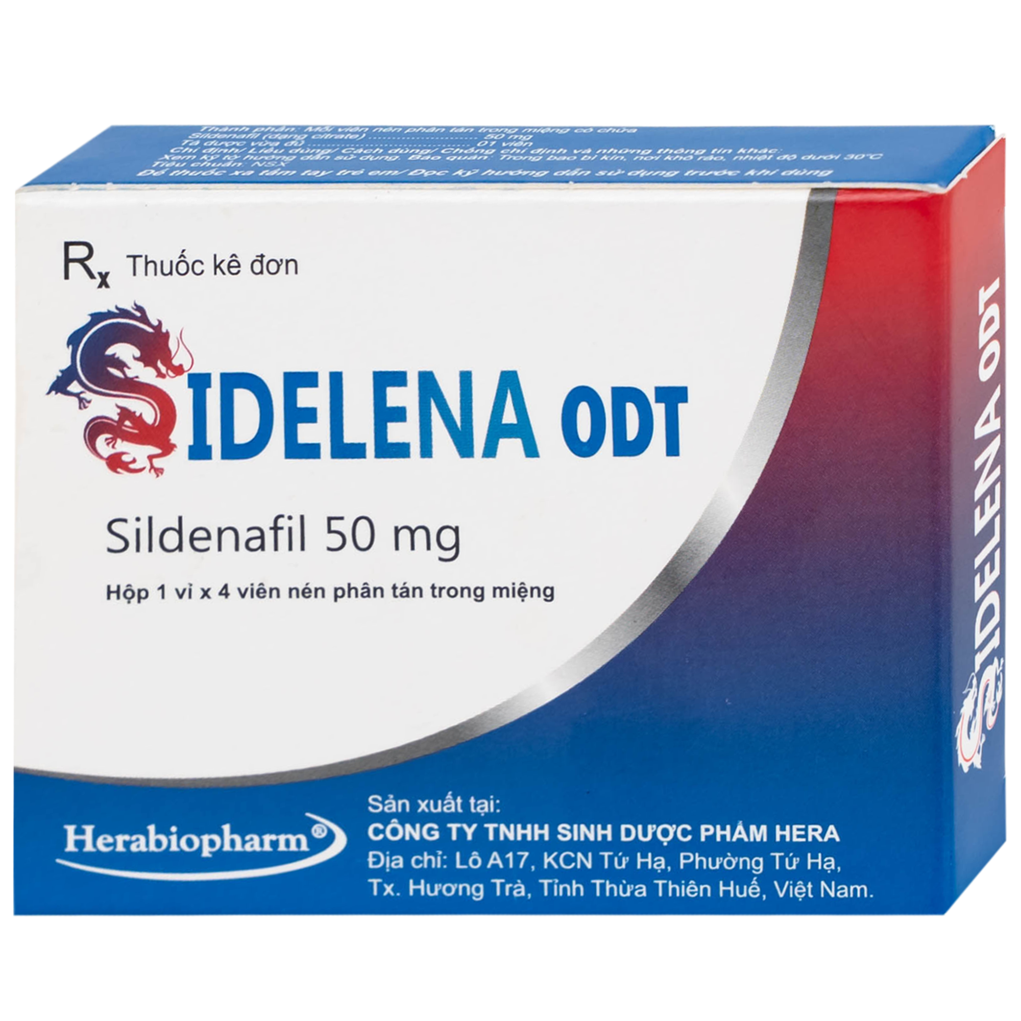 Hình ảnh Thuốc Sidelena ODT 50mg Herabiopharm điều trị rối loạn chức năng cương dương ở nam giới (1 vỉ x 4 viên)