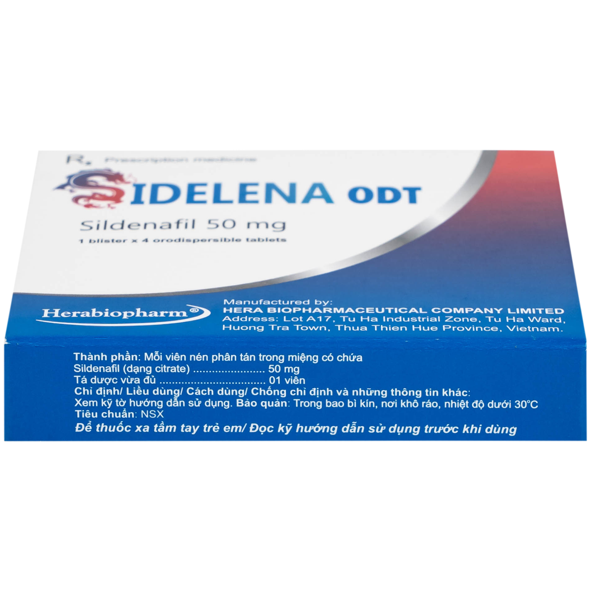 Hình ảnh Thuốc Sidelena ODT 50mg Herabiopharm điều trị rối loạn chức năng cương dương ở nam giới (1 vỉ x 4 viên)