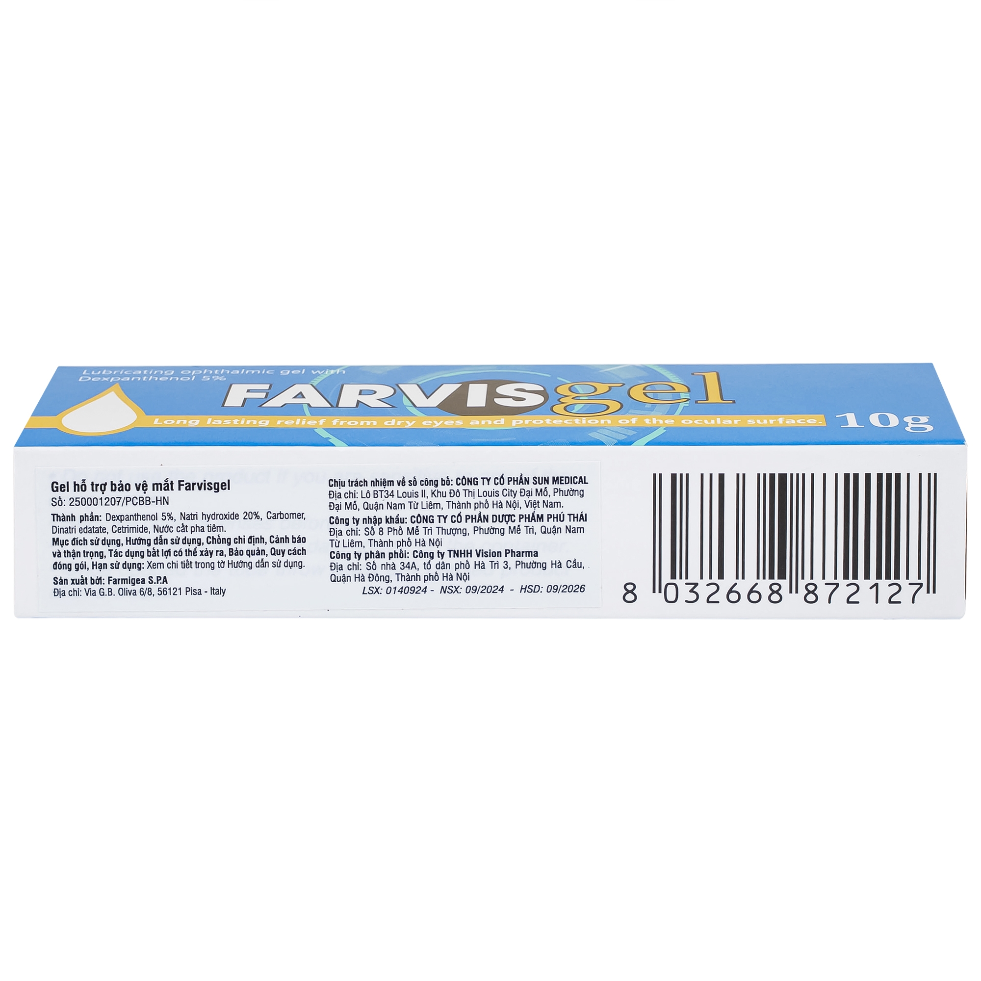 Hình ảnh Gel dưỡng mắt, làm dịu và giảm khô mắt Favisgel Vision Pharma10g