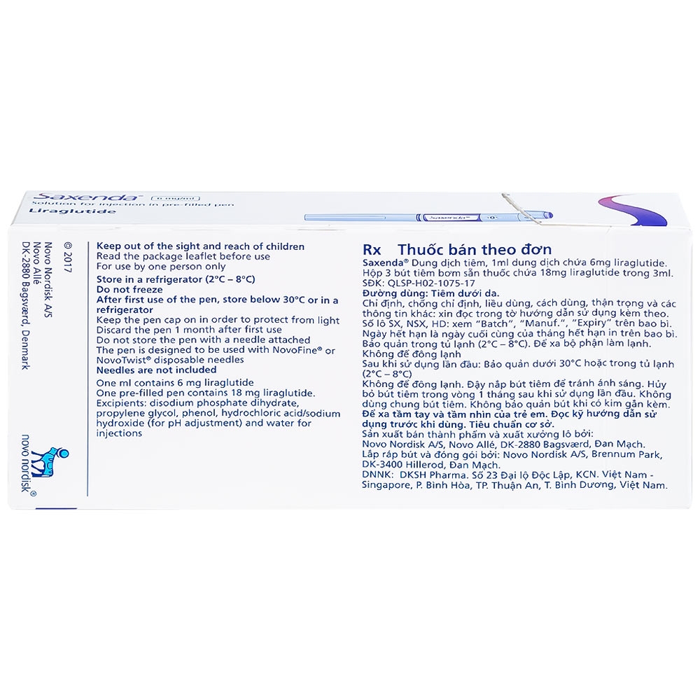 Hình ảnh Dung dịch tiêm Saxenda 6mg/ml Novo Nordisk hỗ trợ cho chế độ ăn giảm calo (3 cây)