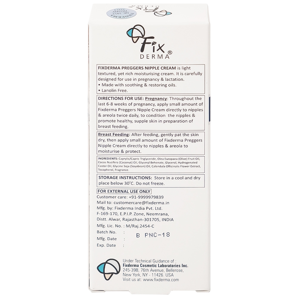 Hình ảnh Kem Preggers Soothing Nipple Cream Fixderma hỗ trợ dưỡng ẩm, phục hồi, làm dịu núm vú bị khô (20g)