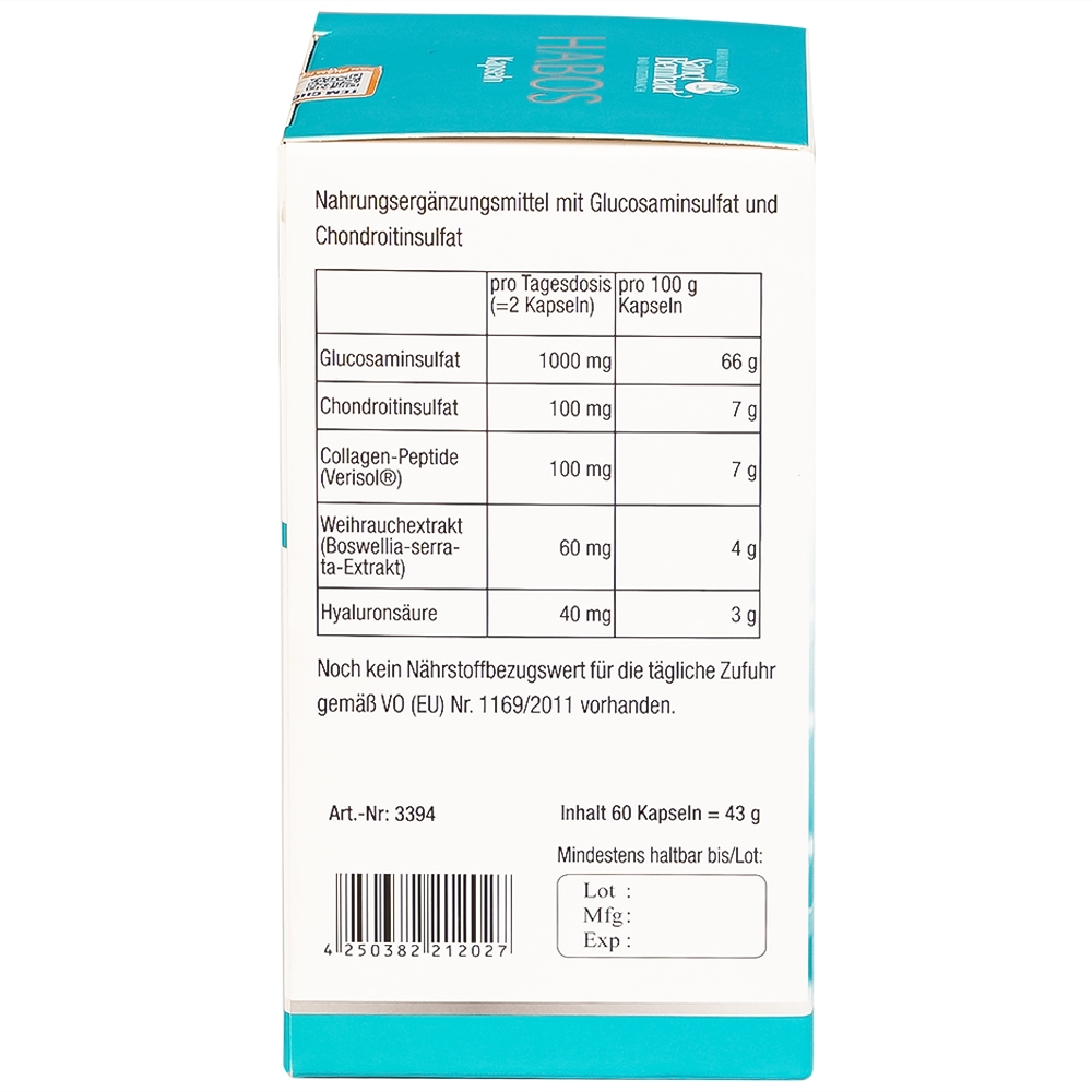 Hình ảnh Viên uống Habos Kapseln Sanct Bernhard tăng tiết dịch nhờn cho khớp, hỗ trợ tái tạo mô sụn khớp (60 viên)