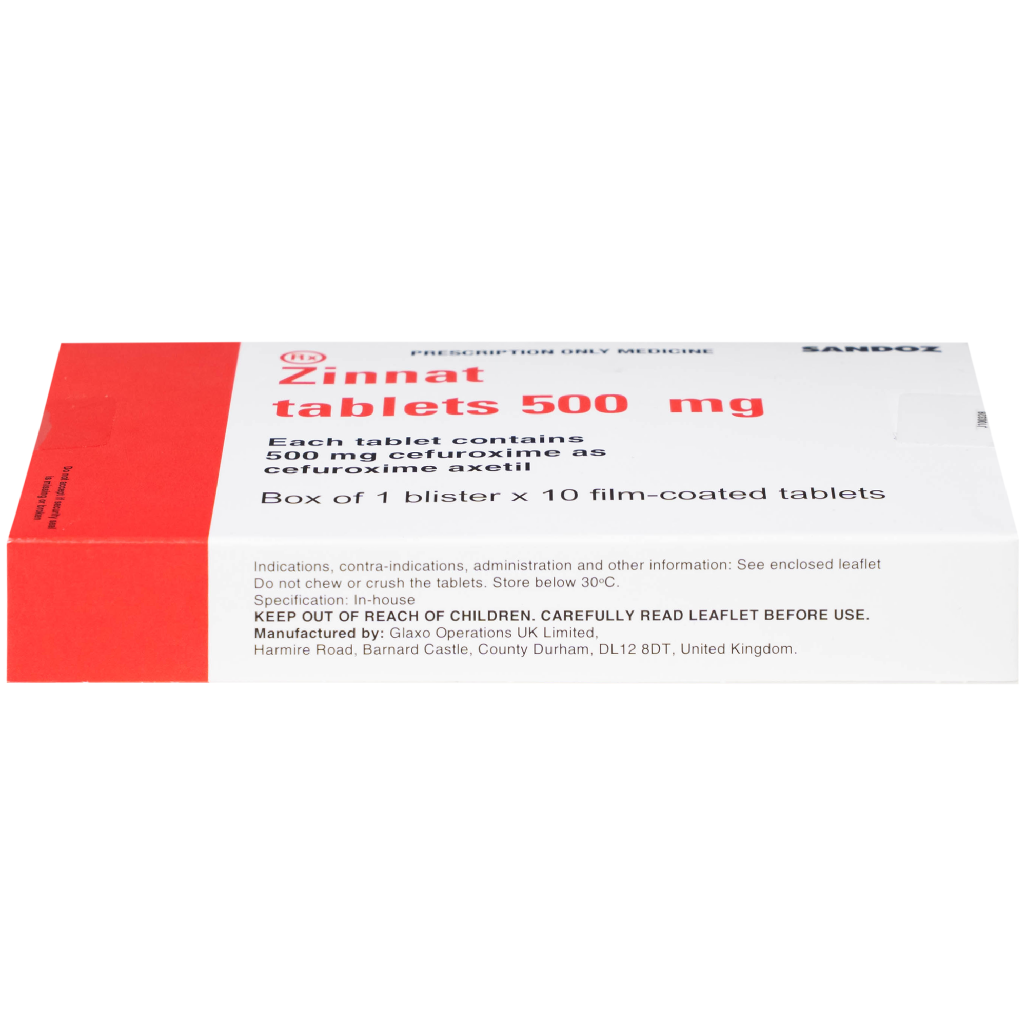 Hình ảnh Thuốc Zinnat tablets 500mg Sandoz điều trị những nhiễm khuẩn do vi khuẩn nhạy cảm gây ra (1 vỉ x 10 viên)