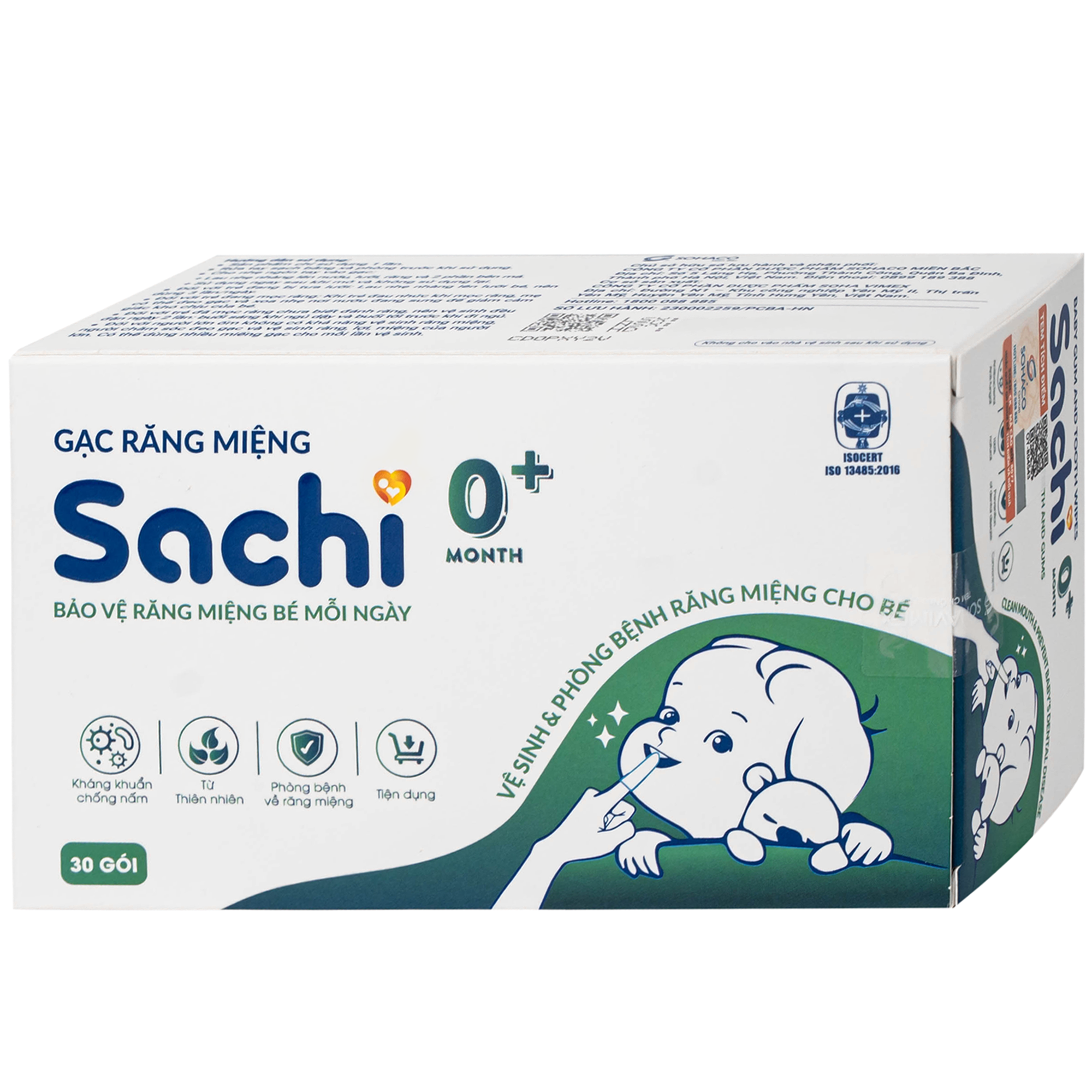 Hình ảnh Gạc răng miệng Sachi cho bé sơ sinh (30 gói) làm sạch và bảo vệ răng miệng cho bé