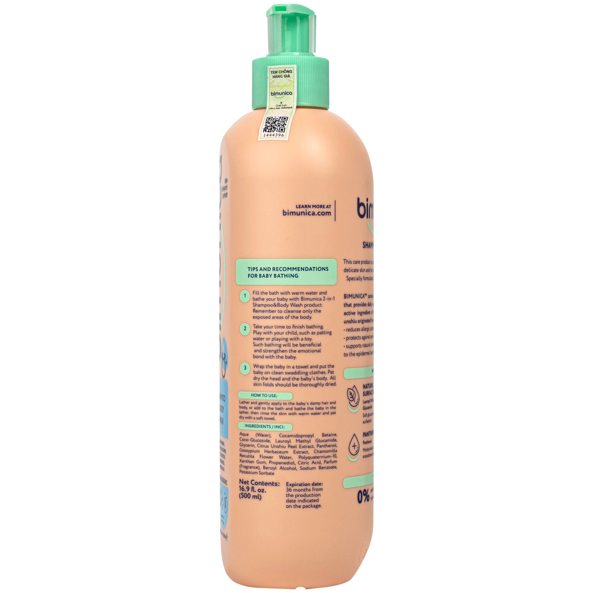 Hình ảnh Sữa tắm gội cho trẻ sơ sinh và trẻ nhỏ 2in1 Bimunica dịu nhẹ, an toàn cho da và tóc (500ml)