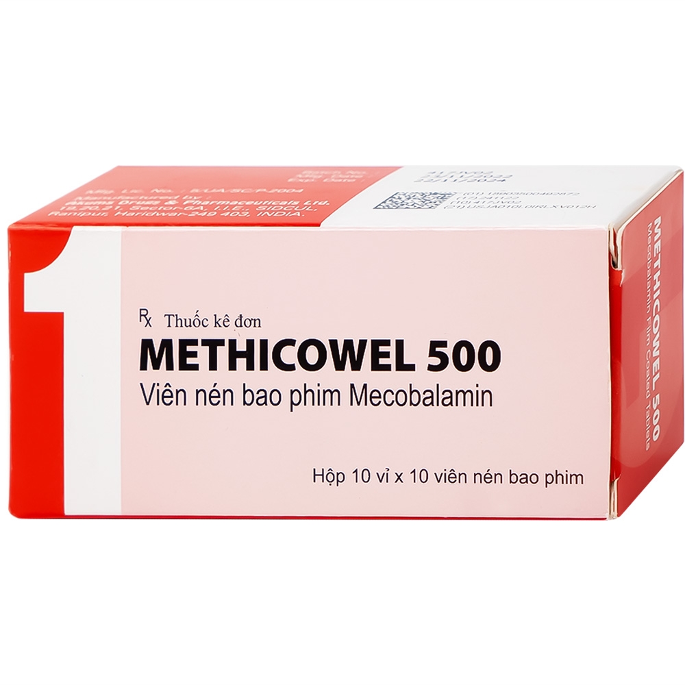 Hình ảnh Thuốc Methicowel 500 Akums điều trị các bệnh lý thần kinh ngoại biên, thiếu máu hồng cầu to (10 vỉ x 10 viên)