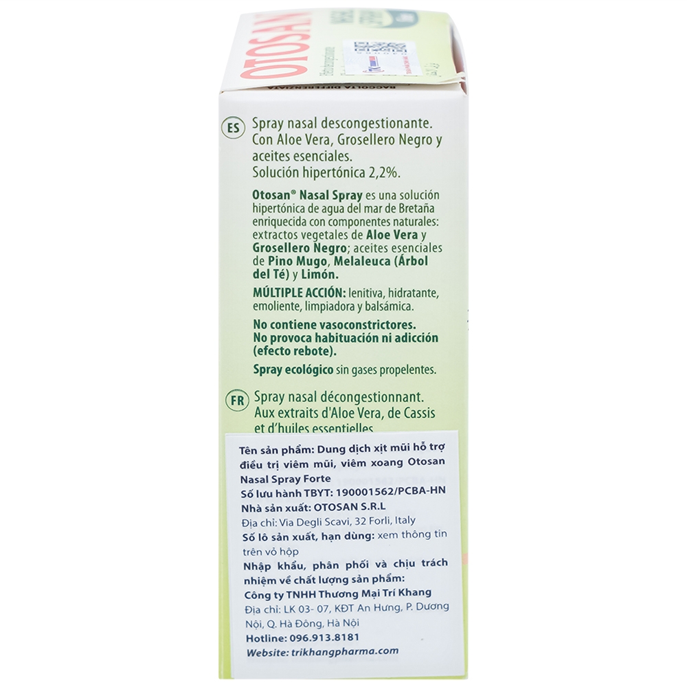 Hình ảnh Dung dịch xịt mũi Otosan Nasal Spray Forte hỗ trợ điều trị viêm mũi, viêm xoang (30ml)