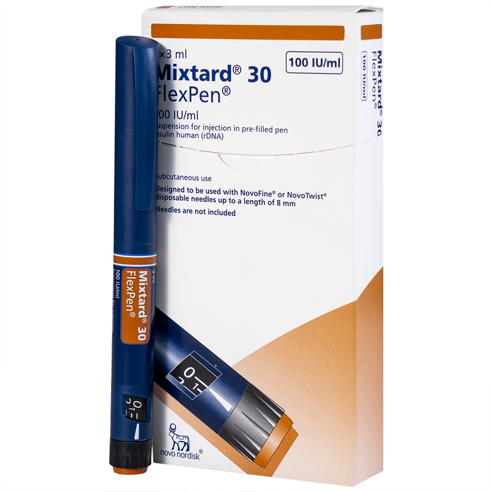 Hình ảnh Bút tiêm Mixtard 30 Flexpen 100 IU/ml Novo Nordisk điều trị bệnh đái tháo đường (5 cây x 3ml)