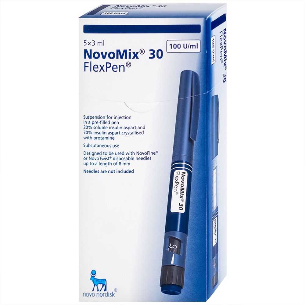 Hình ảnh Bút tiêm NovoMix 30 FlexPen Novo Nordisk điều trị đái tháo đường (5 cây x 3ml)