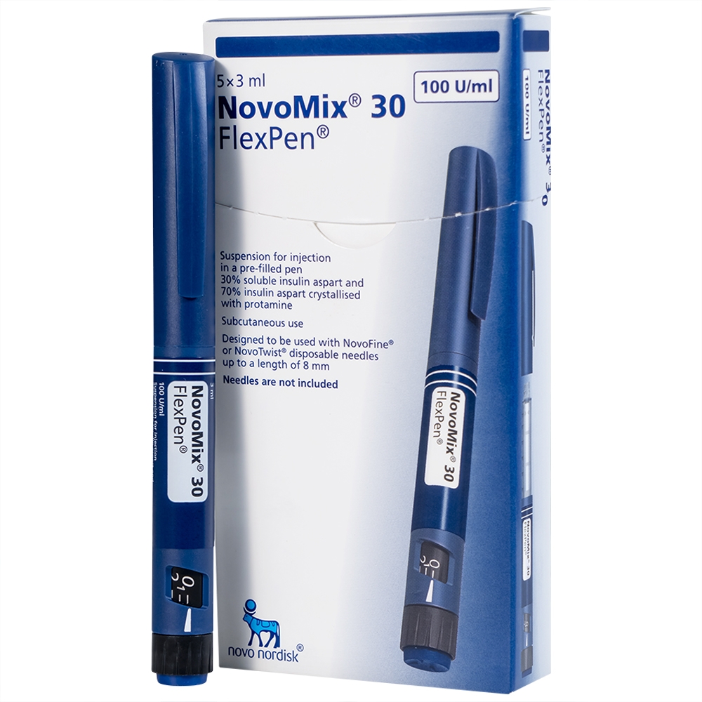 Hình ảnh Bút tiêm NovoMix 30 FlexPen Novo Nordisk điều trị đái tháo đường (5 cây x 3ml)
