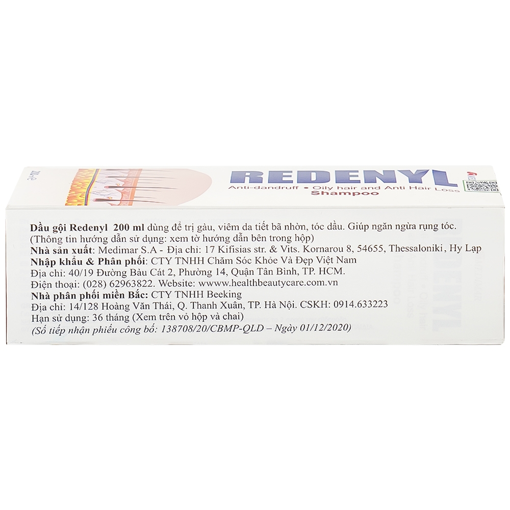 Hình ảnh Dầu gội Redenyl Medimar dùng để trị gàu, viêm da tiết bã nhờn, ngăn ngừa rụng tóc (200ml)