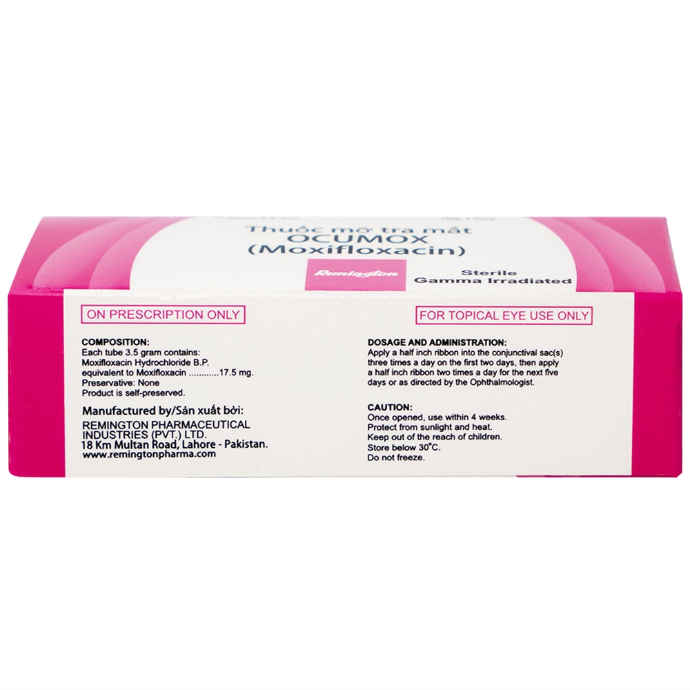 Hình ảnh Thuốc mỡ tra mắt Ocumox Remington điều trị viêm kết mạc