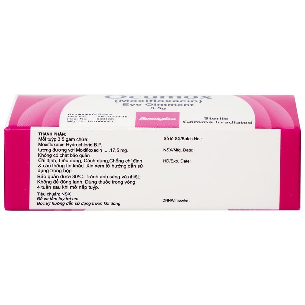 Hình ảnh Thuốc mỡ tra mắt Ocumox Remington điều trị viêm kết mạc
