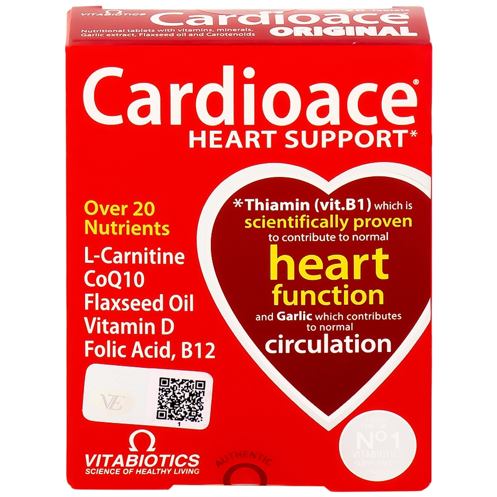 Hình ảnh Thực phẩm bảo vệ sức khoẻ Cardioace bổ sung vitamin và khoáng chất cần thiết (2 vỉ x 15 viên)