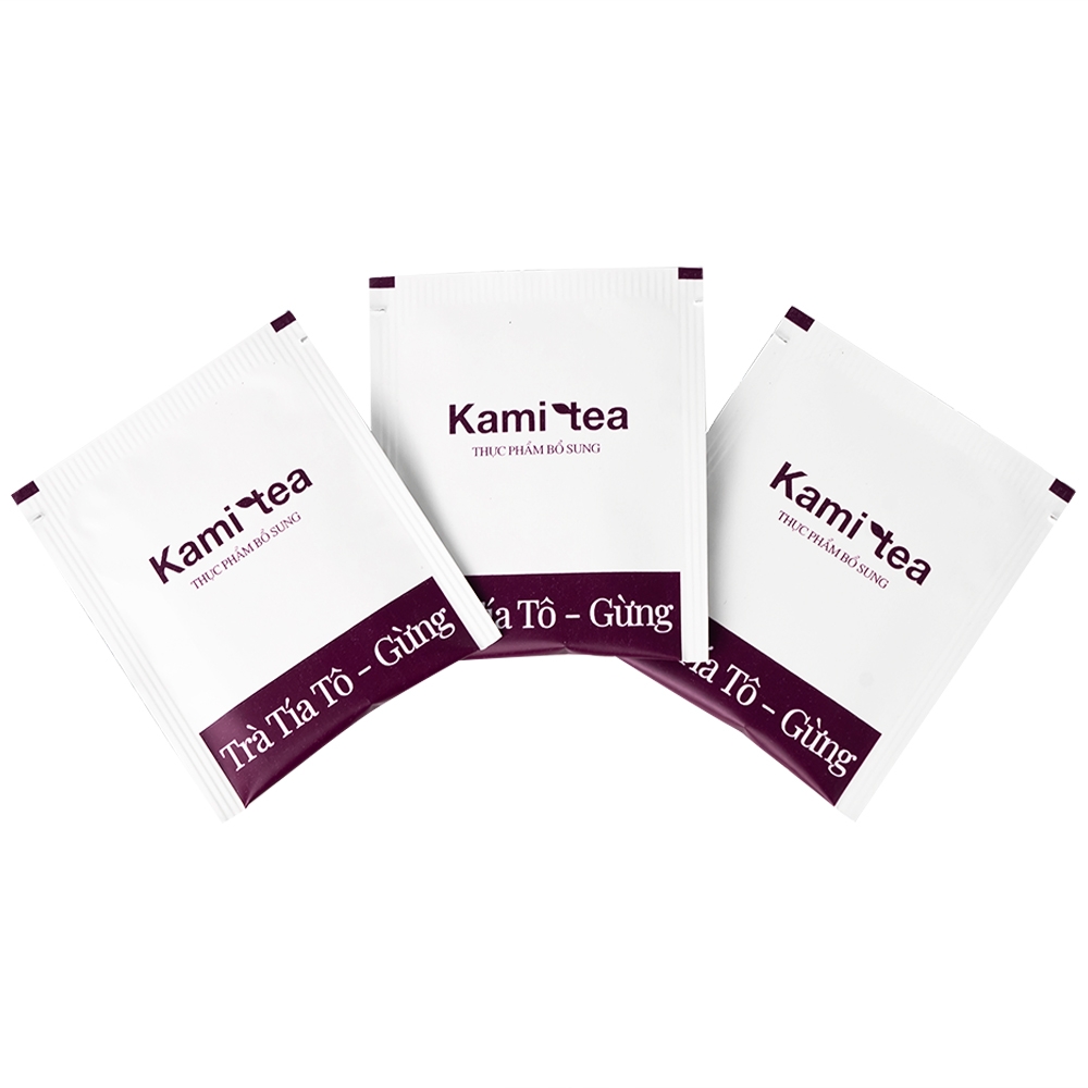 Hình ảnh Trà Tía Tô – Gừng Kami Tea hỗ trợ tiêu hoá, chữa cảm mạo, nhức đầu, bụng dầy trướng (20 túi)