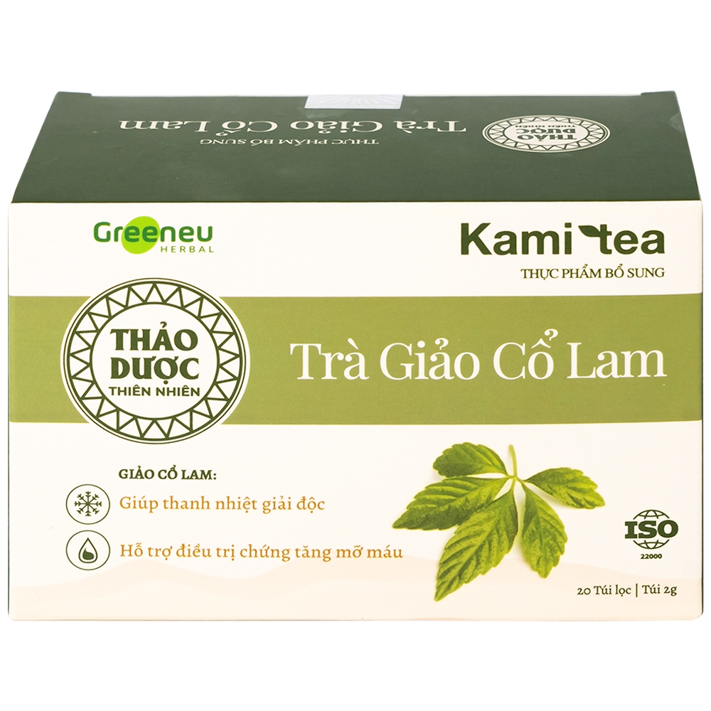 Hình ảnh Trà Giảo Cổ Lam Kami tea giúp thanh nhiệt giải độc, hỗ trợ điều trị chứng tăng mỡ máu (20 túi)