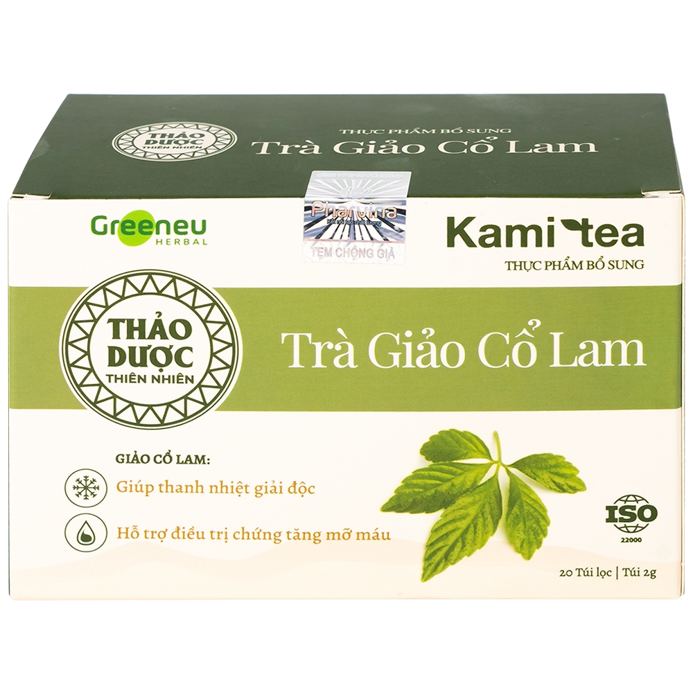 Hình ảnh Trà Giảo Cổ Lam Kami tea giúp thanh nhiệt giải độc, hỗ trợ điều trị chứng tăng mỡ máu (20 túi)