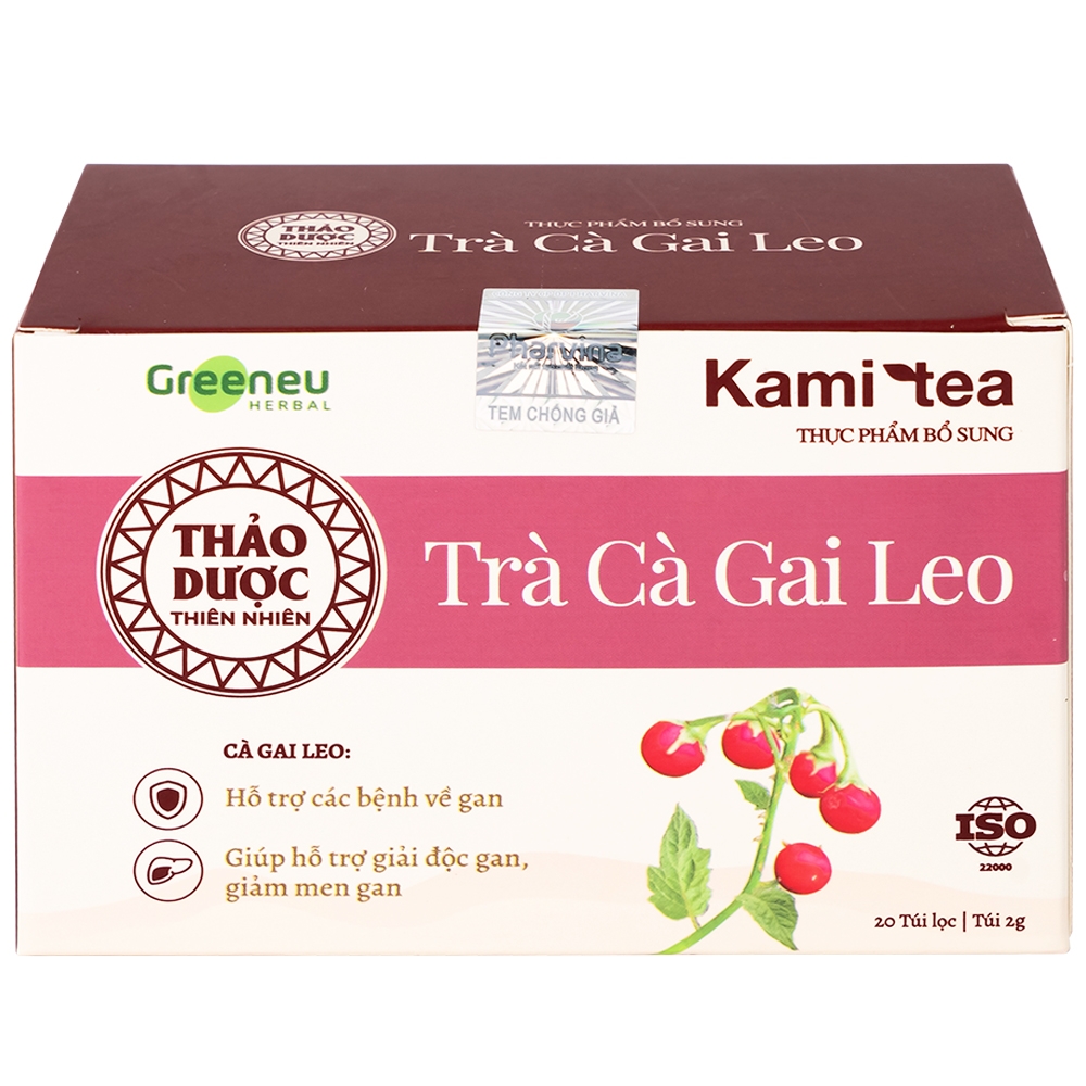 Hình ảnh Trà Cà Gai Leo Kami tea hỗ trợ các bệnh về gan, giải độc gan, giảm men gan (20 túi)