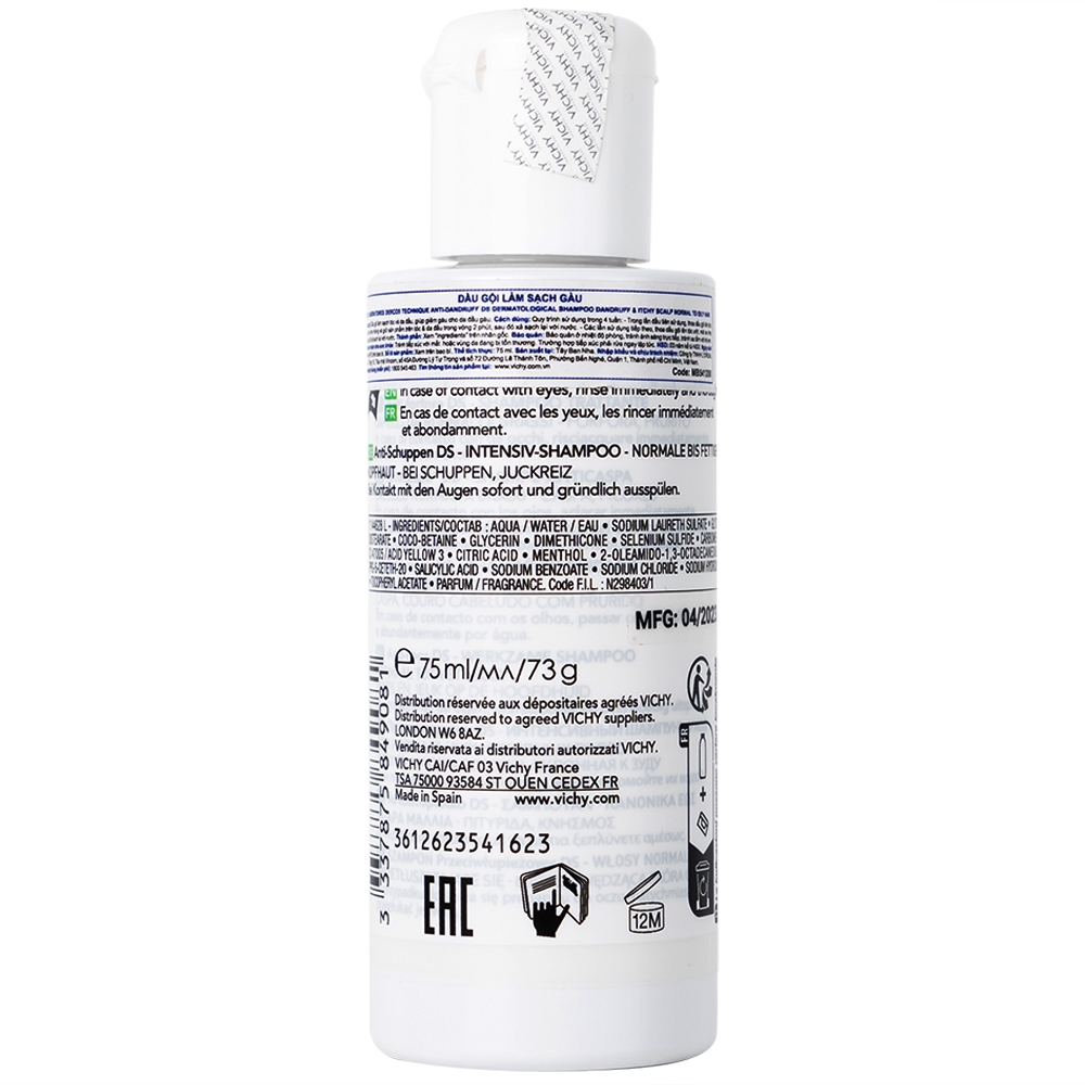 Hình ảnh Dầu gội làm sạch gàu Vichy Laboratoires Dercos Technique Anti-Dandruff Ds Dermatological (75ml)
