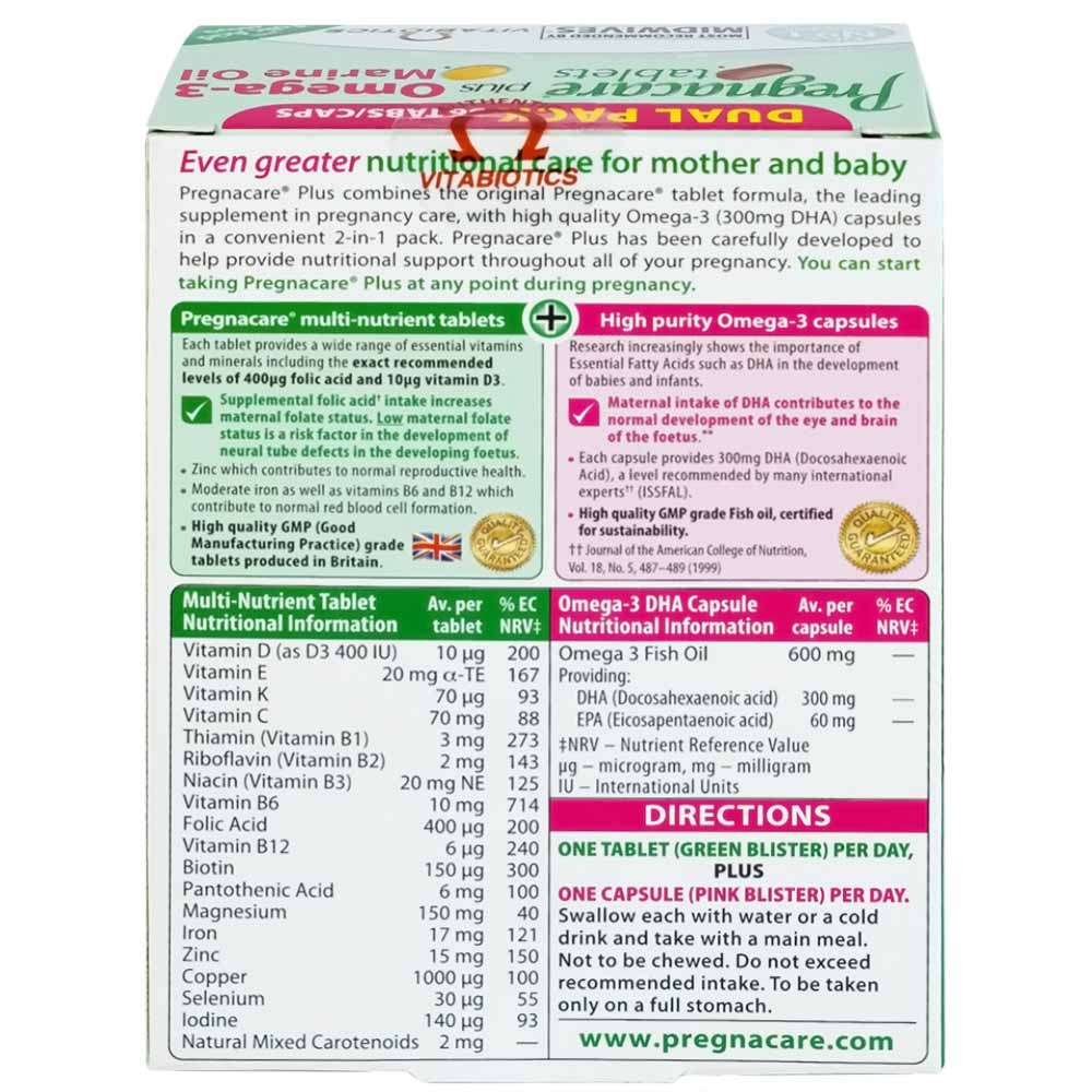 Hình ảnh Viên uống Pregnacare Plus Omega-3 Vitabiotics bổ sung Vitamin, Omega-3 và khoáng chất (56 viên)