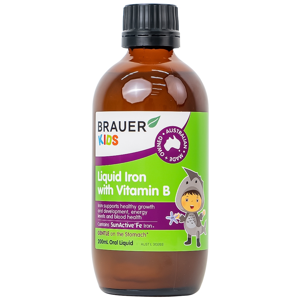 Hình ảnh Siro Brauer Kids Liquid Iron With Vitamin B bổ sung sắt và vitamin hỗ trợ giảm thiếu máu (200ml)