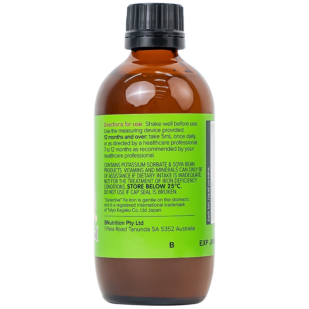 Hình ảnh Siro Brauer Kids Liquid Iron With Vitamin B bổ sung sắt và vitamin hỗ trợ giảm thiếu máu (200ml)