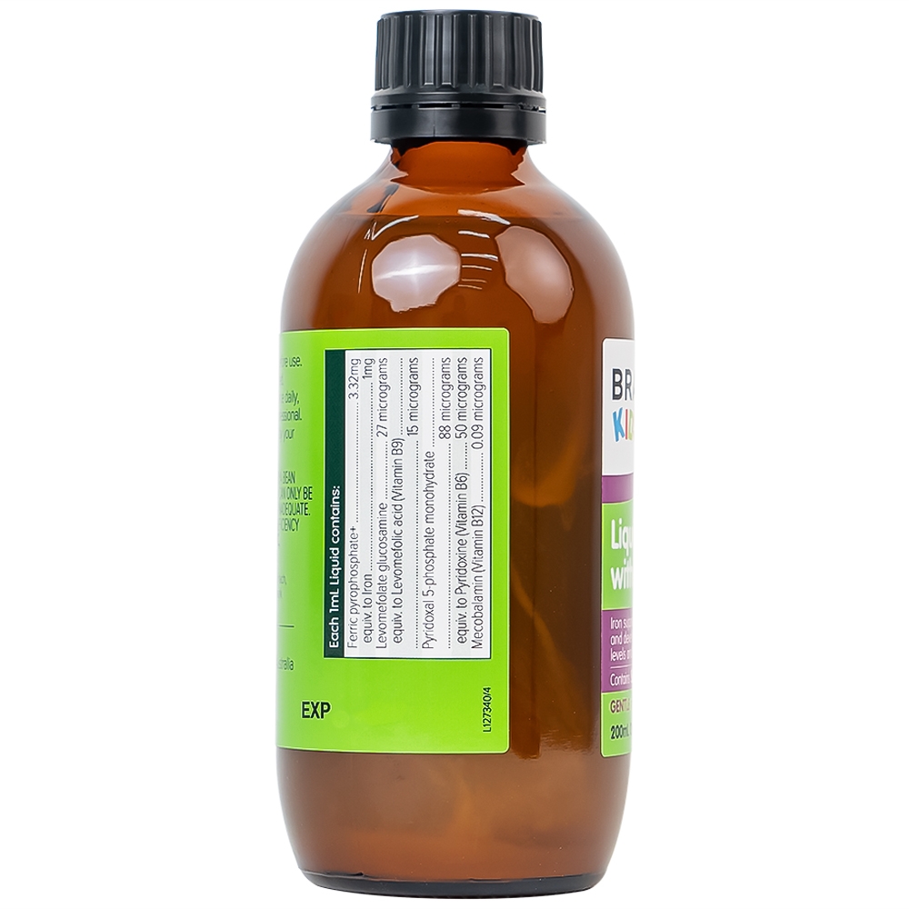 Hình ảnh Siro Brauer Kids Liquid Iron With Vitamin B bổ sung sắt và vitamin hỗ trợ giảm thiếu máu (200ml)