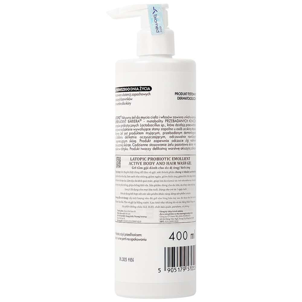 Hình ảnh Gel tắm gội Latopic Body and Hair Wash dành cho da dị ứng, kích ứng hỗ trợ dưỡng ẩm (400ml)