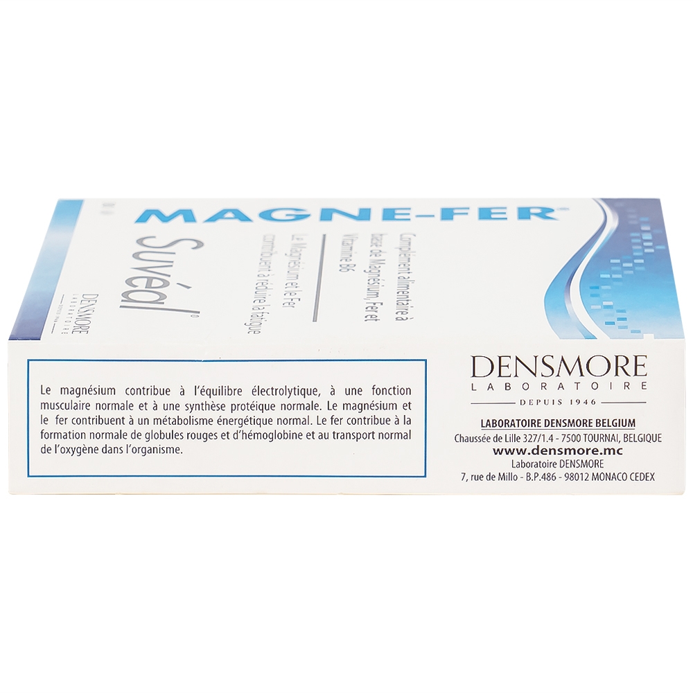 Hình ảnh Thực phẩm bảo vệ sức khỏe Magne-Fer Suvéal Densmore bổ sung magie, vitamin B6 và sắt cho cơ thể (2 vỉ x 15 viên x 37g)