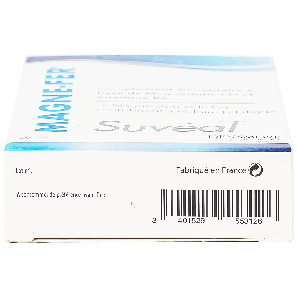 Hình ảnh Thực phẩm bảo vệ sức khỏe Magne-Fer Suvéal Densmore bổ sung magie, vitamin B6 và sắt cho cơ thể (2 vỉ x 15 viên x 37g)