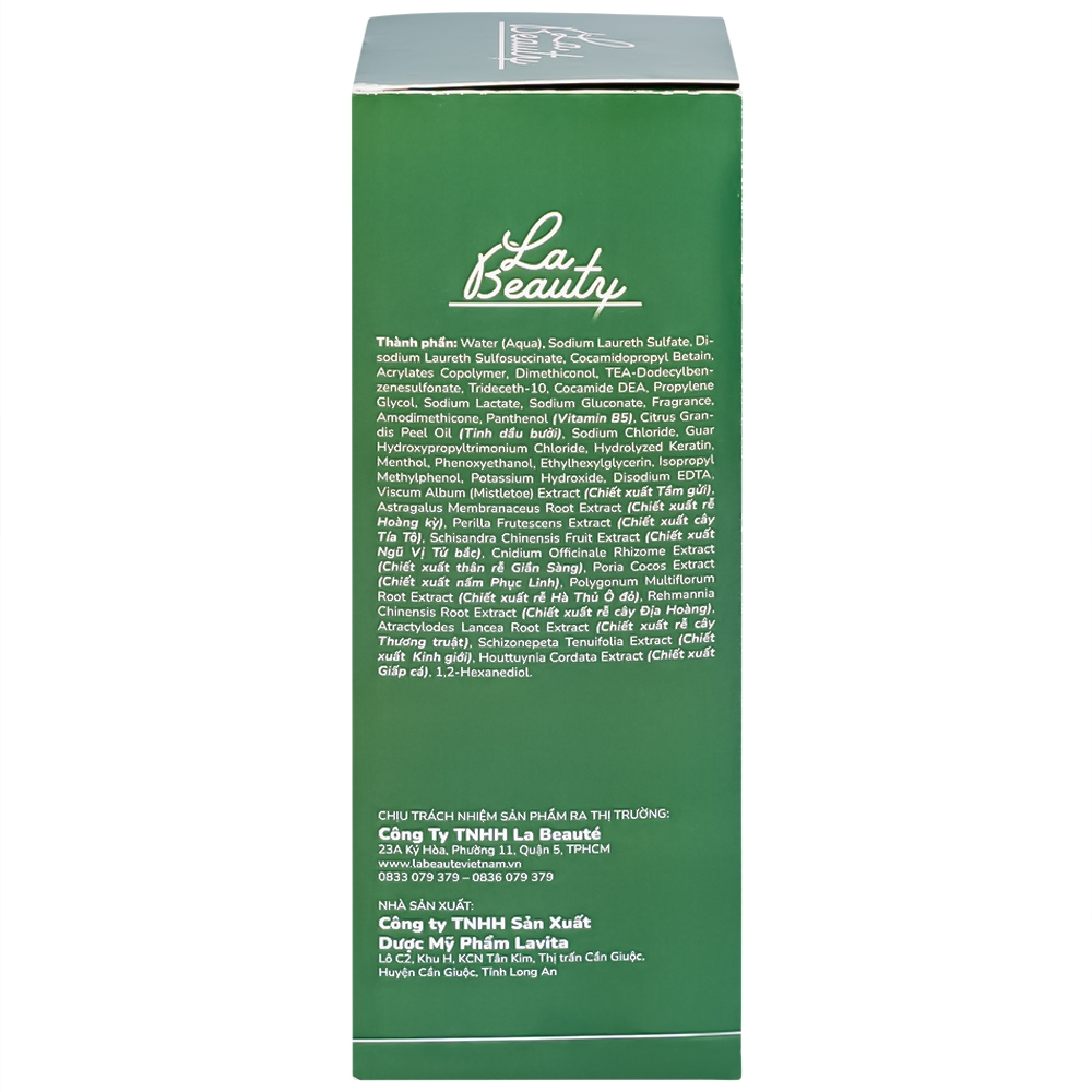 Hình ảnh Dầu gội thảo dược La Beauty loại bỏ dầu nhờn trên da đầu, ngăn nấm, gàu và giảm gãy rụng (300ml)