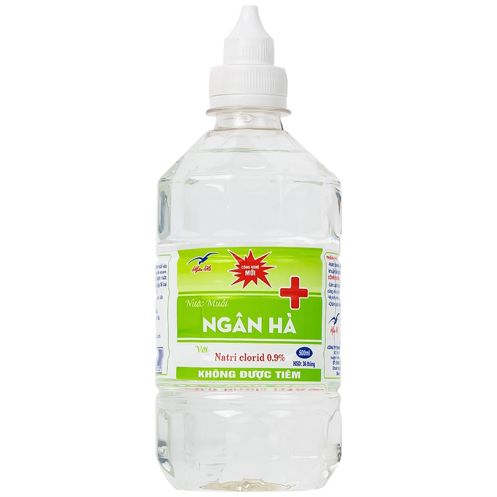 Hình ảnh Nước muối Natri Clorid 0.9% Ngân Hà phòng ngừa nhiễm khuẩn da, răng miệng (500ml)
