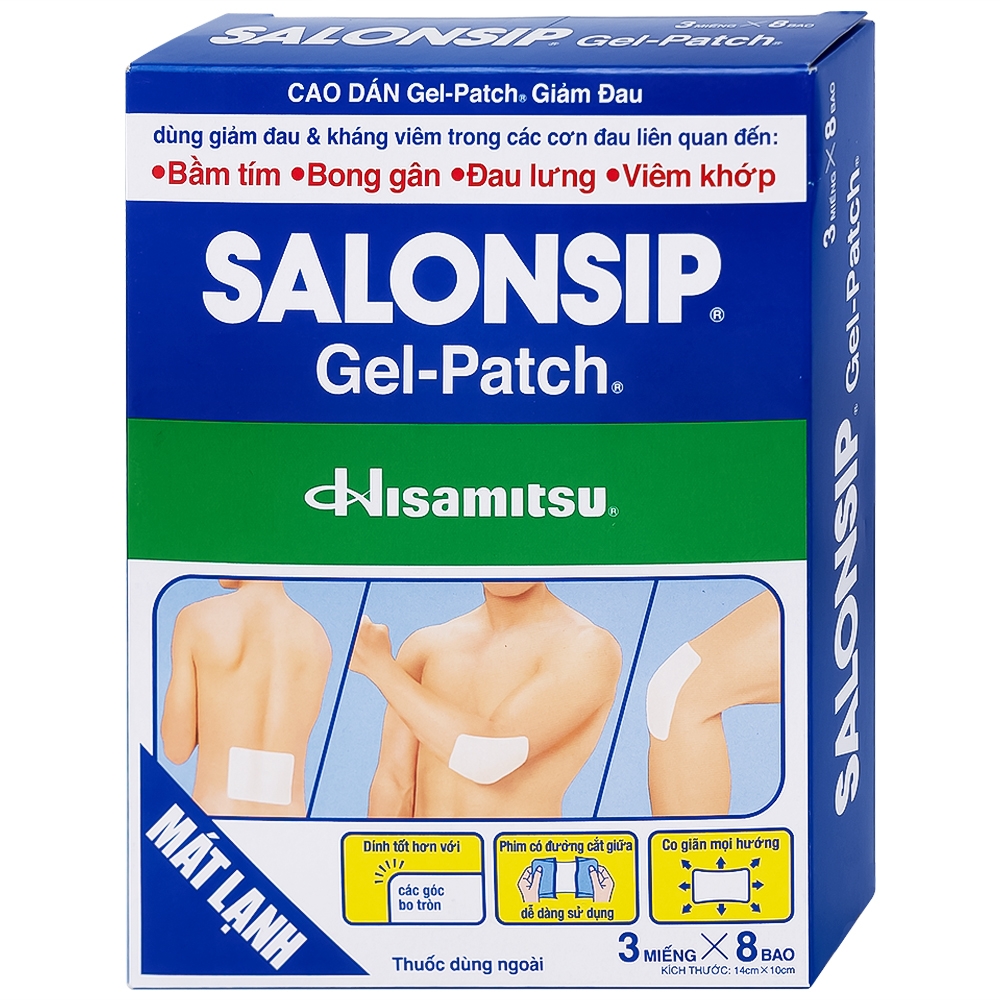Hình ảnh Cao dán Salonsip Gel - Patch Hisamitsu giảm đau, kháng viêm do mỏi cơ, đau cơ (8 gói x 3 miếng)