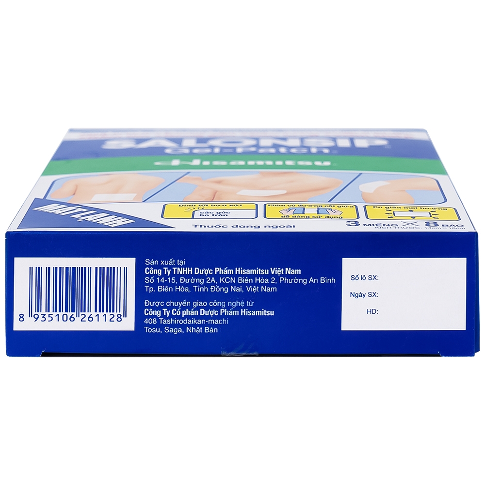 Hình ảnh Cao dán Salonsip Gel - Patch Hisamitsu giảm đau, kháng viêm do mỏi cơ, đau cơ (8 gói x 3 miếng)