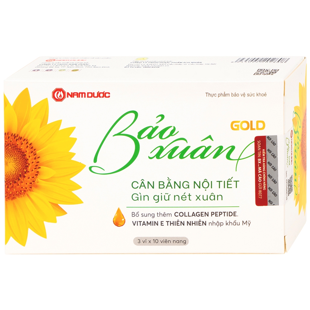 Hình ảnh Viên uống Bảo Xuân Gold Nam Dược bổ sung phytoestrogen, cân bằng nội tiết tố nữ (3 vỉ x 10 viên)